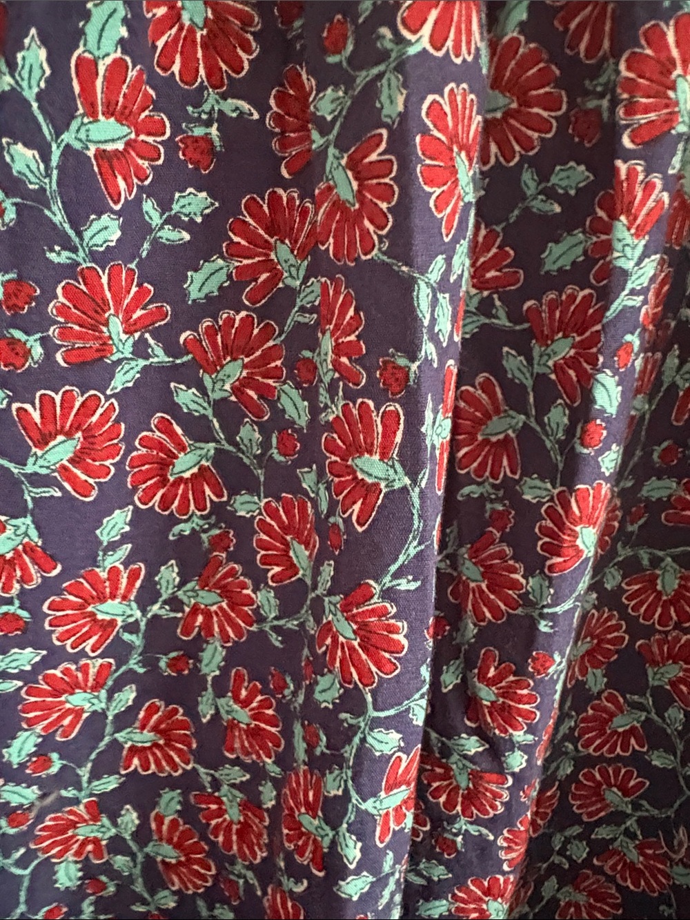 J.Crew Navy Floral Smocked Neck Womens Top - Picture 6 of 6